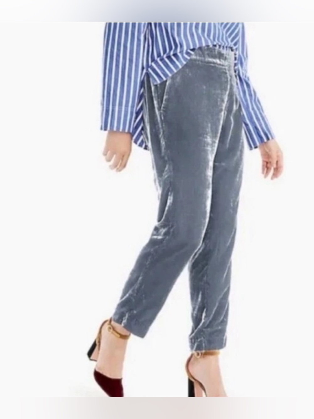 J. Crew Silver Gray Velvet Easy Pull On Pants Size 12 Tall